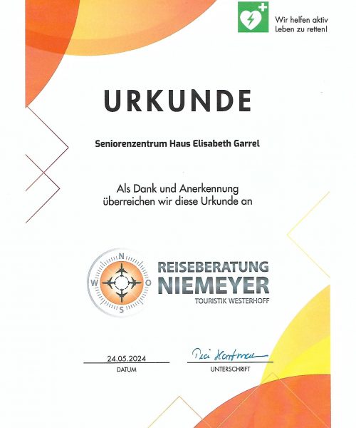 Seniorenheim Elisabeth Urkunde
